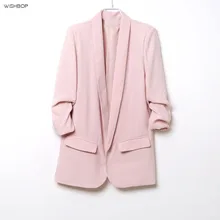 WISHBOP/Новинка года; Весенний офисный Блейзер ярких цветов с длинными закатанными рукавами и карманами с клапаном