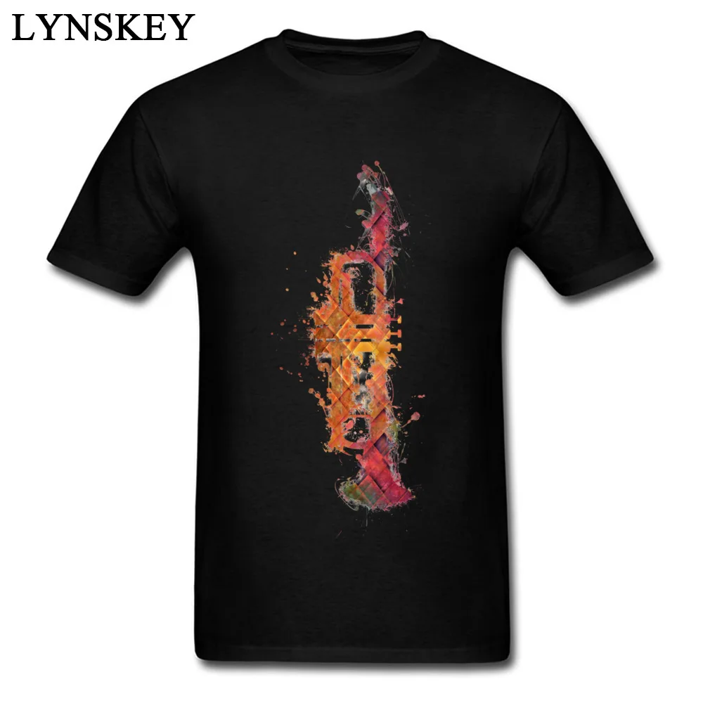 Discount Cool Summer Fall Trumpet Short Sleeve T Shirts All Cotton Round Neck Mens Tops Tees Classic Tee-Shirt Top Quality Trumpet black