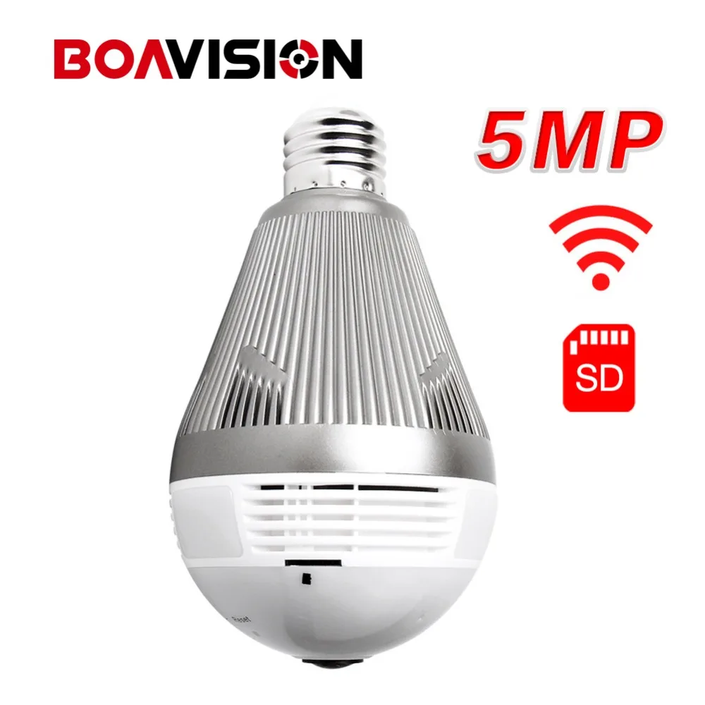 

960P 1080P 3MP 5MP Wireless 3D VR WIFI IP Camera Bulb Light Panoramic FishEye 180/360 Degree CCTV Home Security Mini Wi-Fi Cam