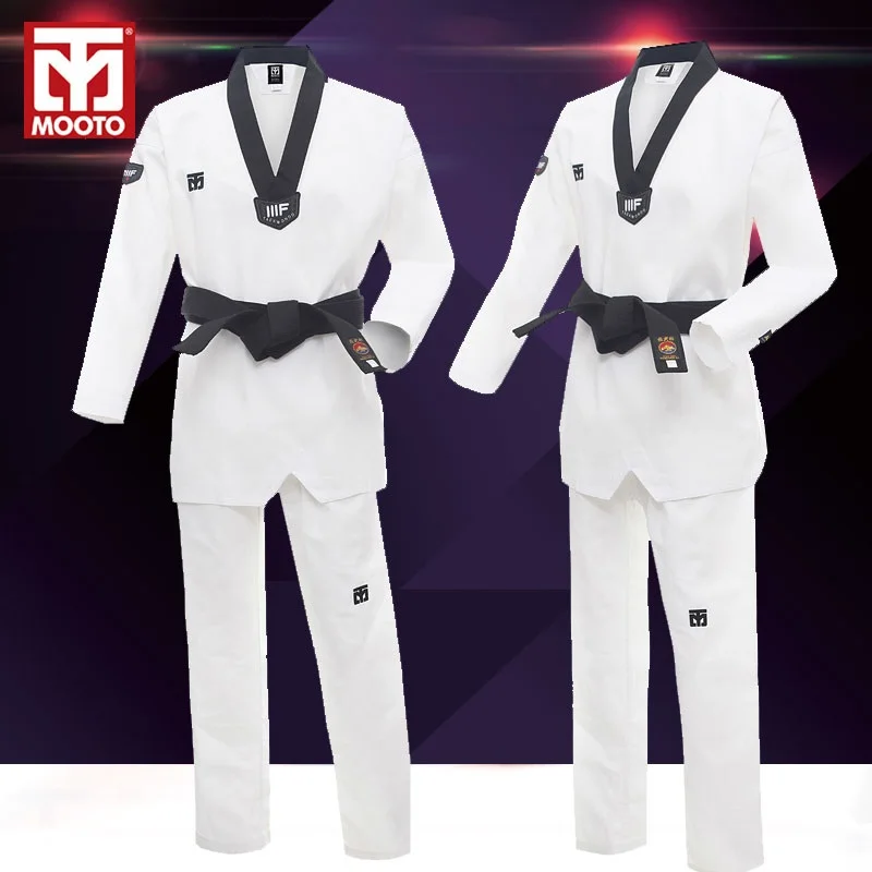 

2017 cotton breathable junior MOOTO uniform DOBOK child adult men WTF pinetree tae kwon do karate taekwondo clothes printing