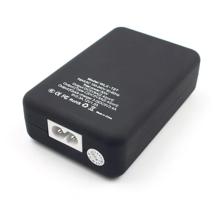 50 шт. 4 порта usb type-C QC 3,0 USB Быстродействующее зарядное устройство станция адаптер питания EU штекер черный 5 В/9 В/12 В поддержка