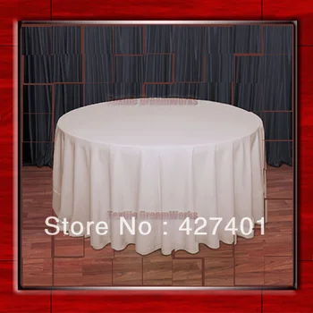 

108"R Beige 210GSM Polyester plain Table Cloth For Wedding Events & Party Decoration (Factory Direct Sales)