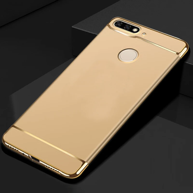 Полный защитный чехол для Huawei Honor 7a Pro, чехол для Honor 7C Phone Y6 Prime Y7 Pro, чехлы с закаленным покрытием - Color: Gold