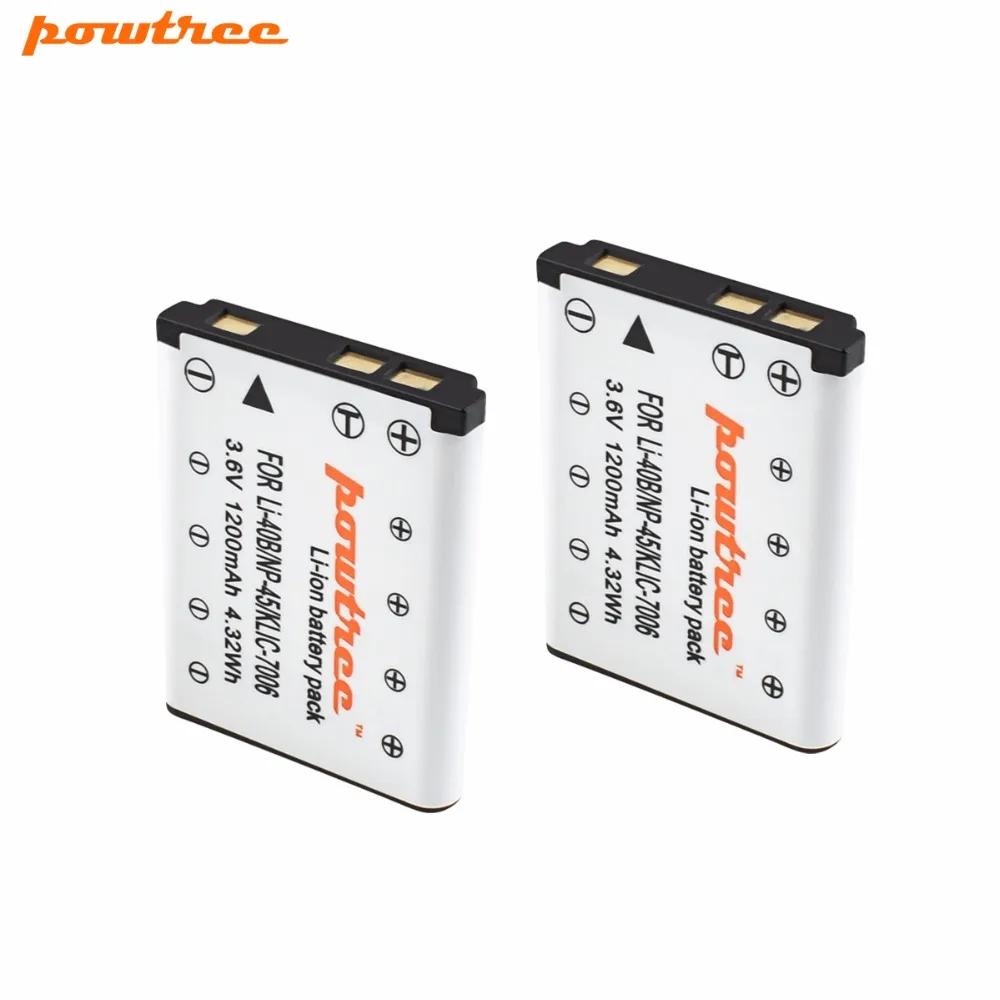 

2Packs 1200mAh 3.6V Li-ion LI-42B Li-40B 40B NP-45 NP45 EN-EL10 DLI63 D-Li108 DLI108 NP-80 NP80 CNP80 KLIC-7006 K7006 L15