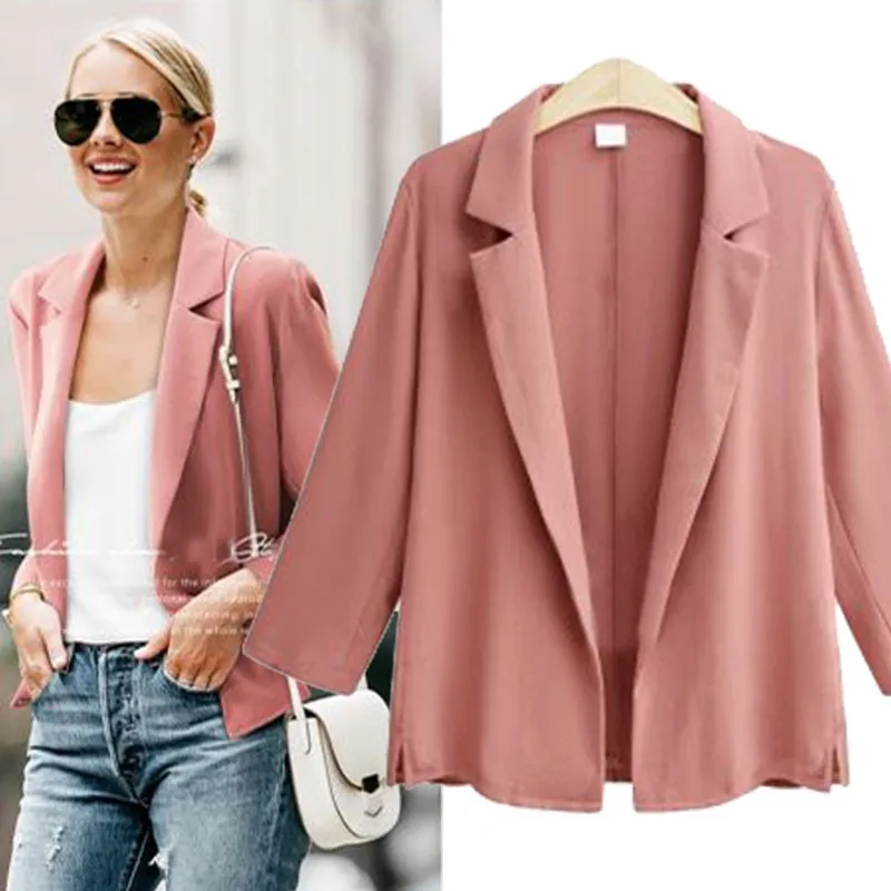 New Spring Autumn Women Blazers Plus Size Casual Loose Slim Notched
