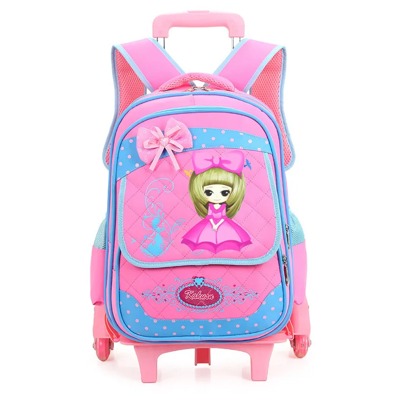 

Fashion 2/6 Wheeles Lovely Waterproof Backpack Boys girls Removable Trolley Backpack Children school Bookbag Travel Luggage Bag