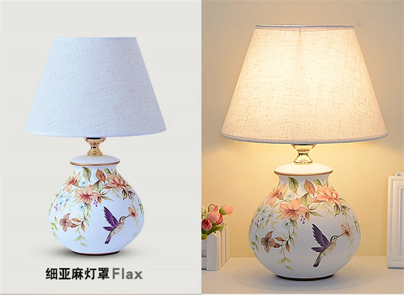 Tecido de Cerâmica Chinês Arte Candeeiro Mesa Estudo Sala Estar Quarto Lâmpada Cabeceira Casa Deco Rural Simples Porcelana Luzes 9 Chinês tecido de cerâmica arte candeeiro mesa
