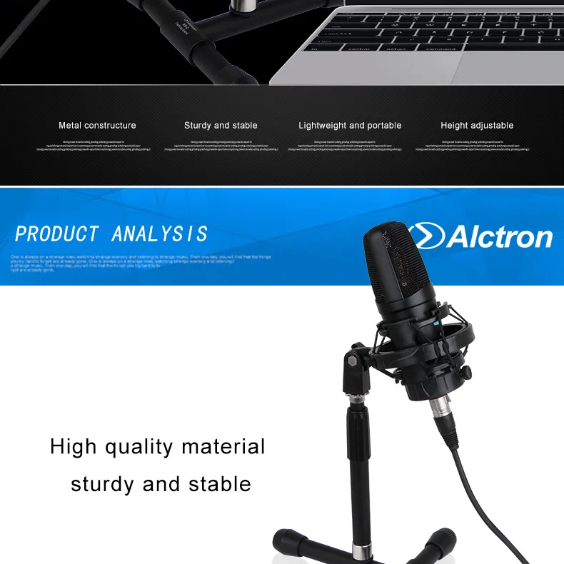 Alctron KS-2 портативный микрофон Стенд настольная подставка Экономия пространства, легкий вес использования для различных ситуаций