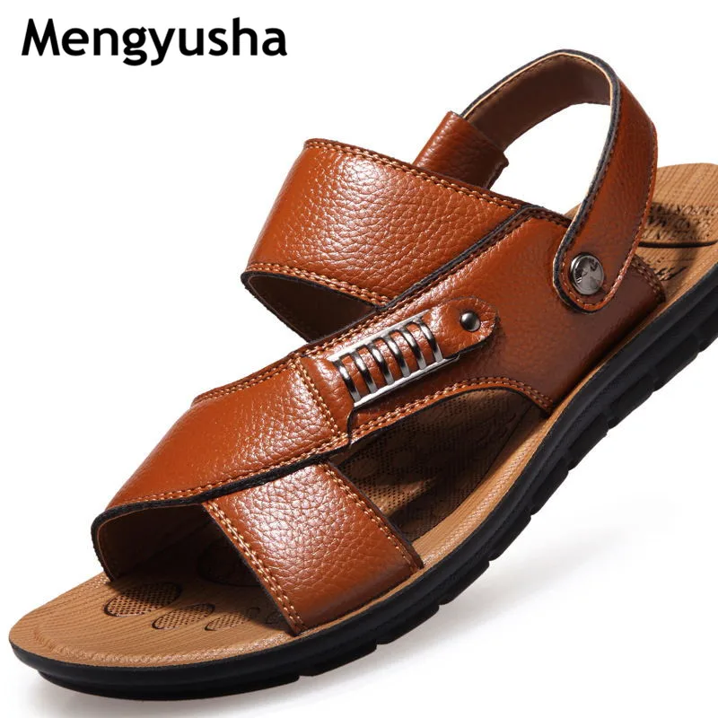 Aliexpress.com : Buy Mengyusha Summer Men Leather Slides Sandals Shoes ...