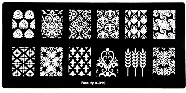Дизайн рисунок для нейл-арта штамп, пластины для стемпинга временный Маникюр штамп для ногтей пластины для стемпинга - Цвет: BeautyA019