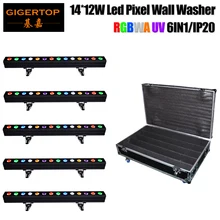 5IN1 Дорожный Чехол упаковка 14x12W пикселей Управление светодиодные прожекторы 6in1 матрица/Pixel Функция 2/6/8/11/84/86CH логотип живопись Алюминий тела