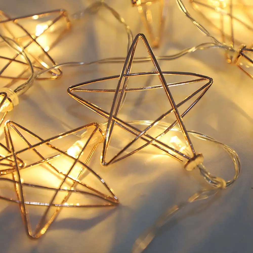 

WSFS Hot 142cm 10 LED Beads Pentagram Lights String House Party Decor Christmas New Year Wedding Decor String Fairy Lights