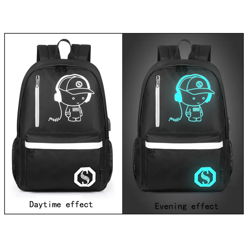 SENKEY Style новый аниме светящийся USB зарядка Для мужчин рюкзаки школьные рюкзак