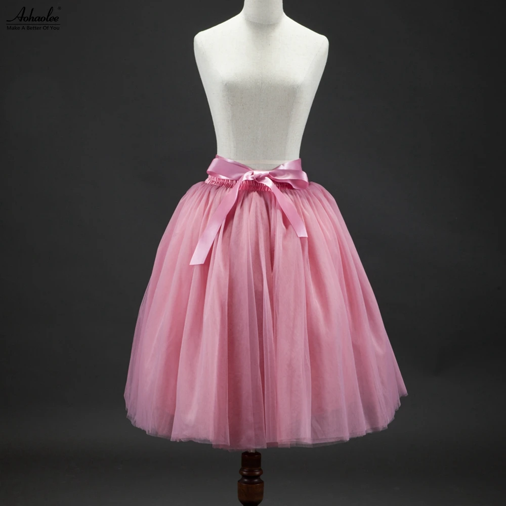 Aohaolee 7 lagen vrouwen tule rokken party prom rokken bal gown midi tutu rokken vintage lolita petticoat falda mujer saia Jupe Aohaolee 7 lagen vrouwen tule rokken party prom rokken bal gown midi tutu rokken vintage lolita petticoat falda mujer saia Jupe