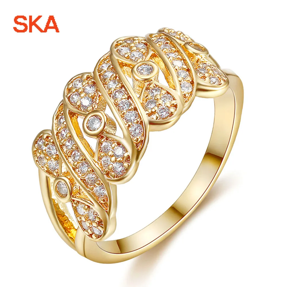 

SKA Ring Women Butterfly Wedding Rings For Women Exquisite Anillos Mujer Zircon Gold Color Party Anel Fashion Jewelry FR0210