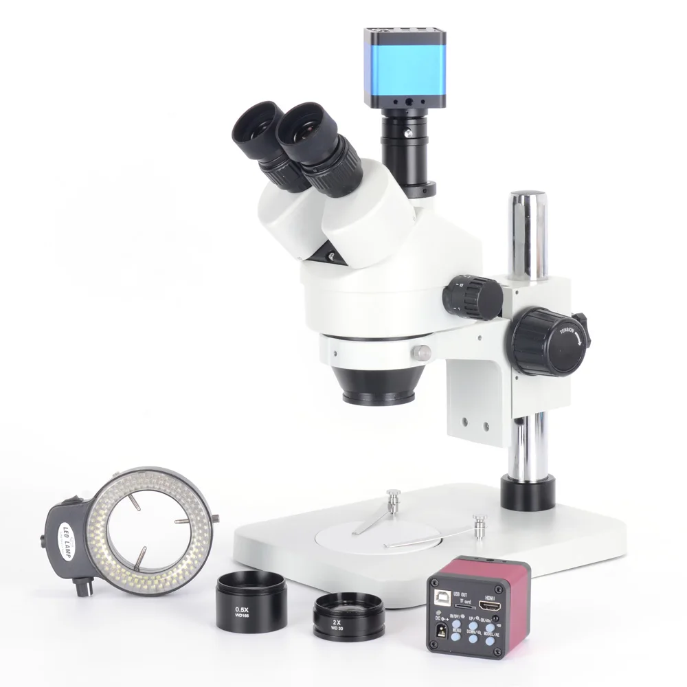 HAYEAR 7X 45X Simual Focal Тринокулярный зум стерео головка микроскопа 16MP промышленная