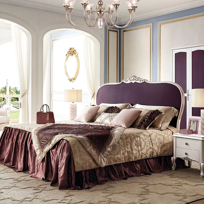 Modern Bedroom Furniture Bed With Purple Fabric-in Bedroom ...