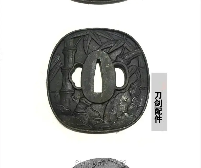 Ручная кованая TSUBA для японская катана Железный Tsuba фитинг для меча бамбука