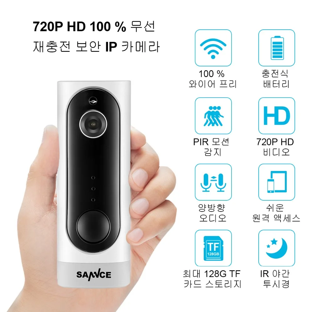 

SANNCE HD Wifi Camera Rechargeable Security IP Camera Built-in Battery Two-Way Audio IR Night Vision Wireless Indoor Camera
