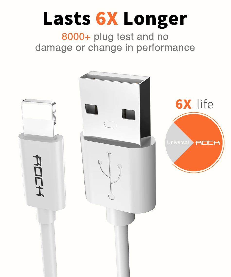 ROCK USB кабель для iPhone X, 8, 7, 6, быстрое зарядное устройство, Micro USB кабель для samsung, Xiaomi, usb type-c, кабели для мобильных телефонов