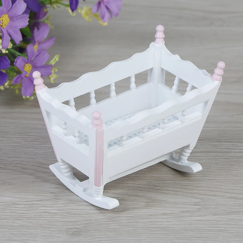Meubles Blanc En Bois Cardle Bebe Lit Enfants Jouets En Bois Pepiniere Berceau Bebe Berceau 1 12 Maison De Poupee Poupees Miniatures Aliexpress