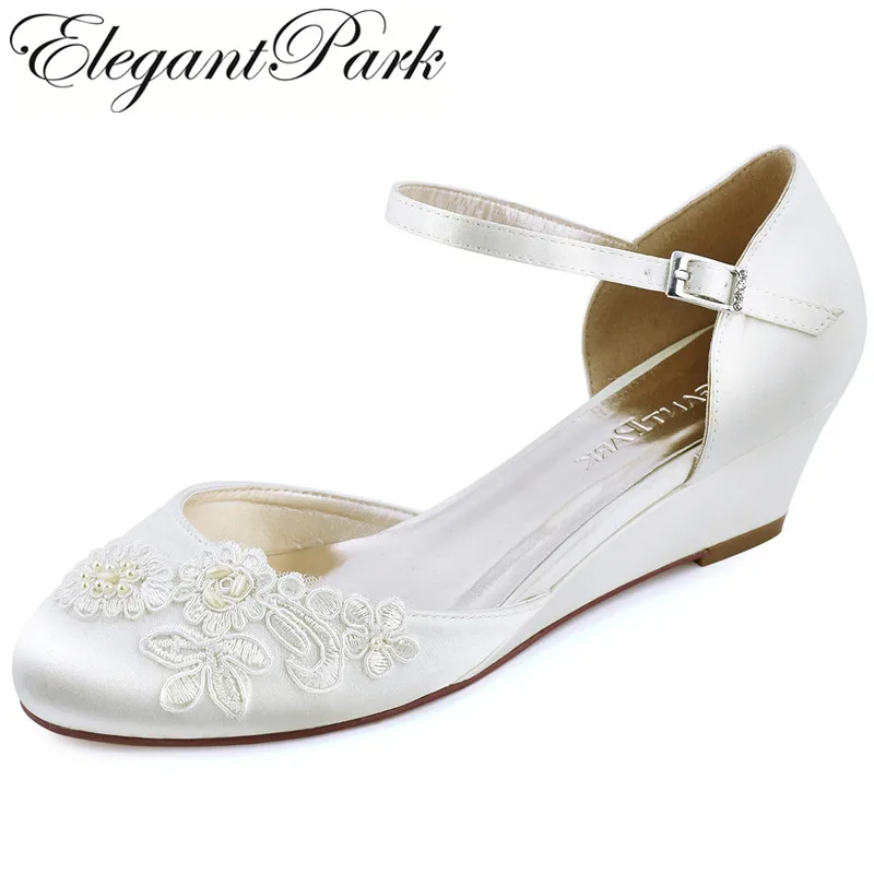 ivory satin wedges