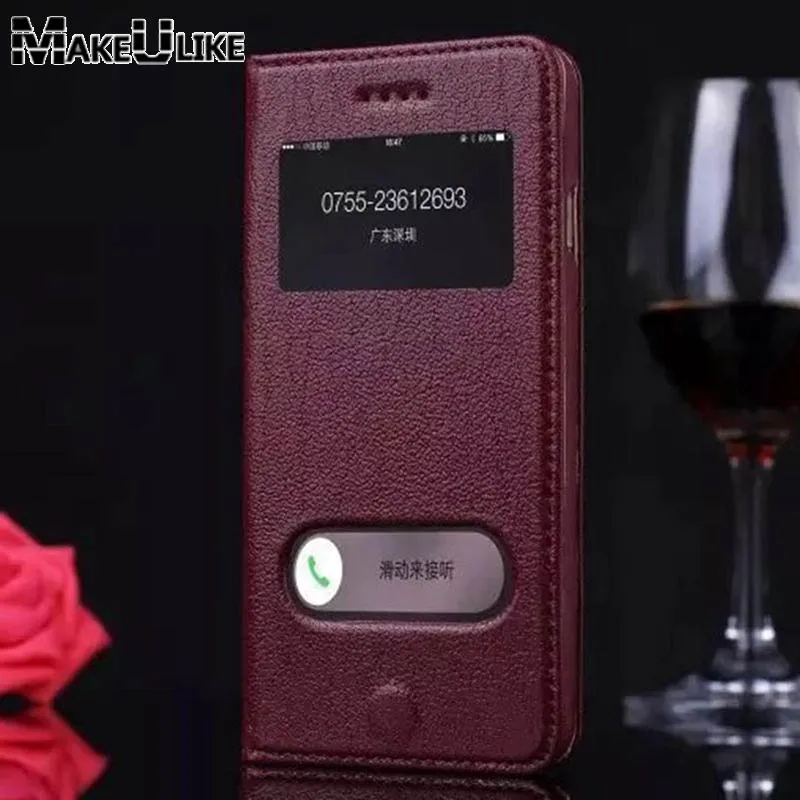 

Genuine Leather Case For iPhone 6 Plus /6S Plus Flip Cover Luxury Magnetic Window View Protective Phone bags cases 5.5 inch