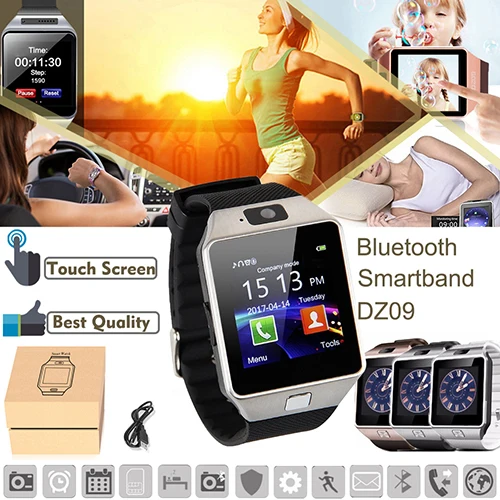 Умные часы DZ09 Smartwatch шагомер с слотом для sim карты Push Message Bluetooth подключение Android