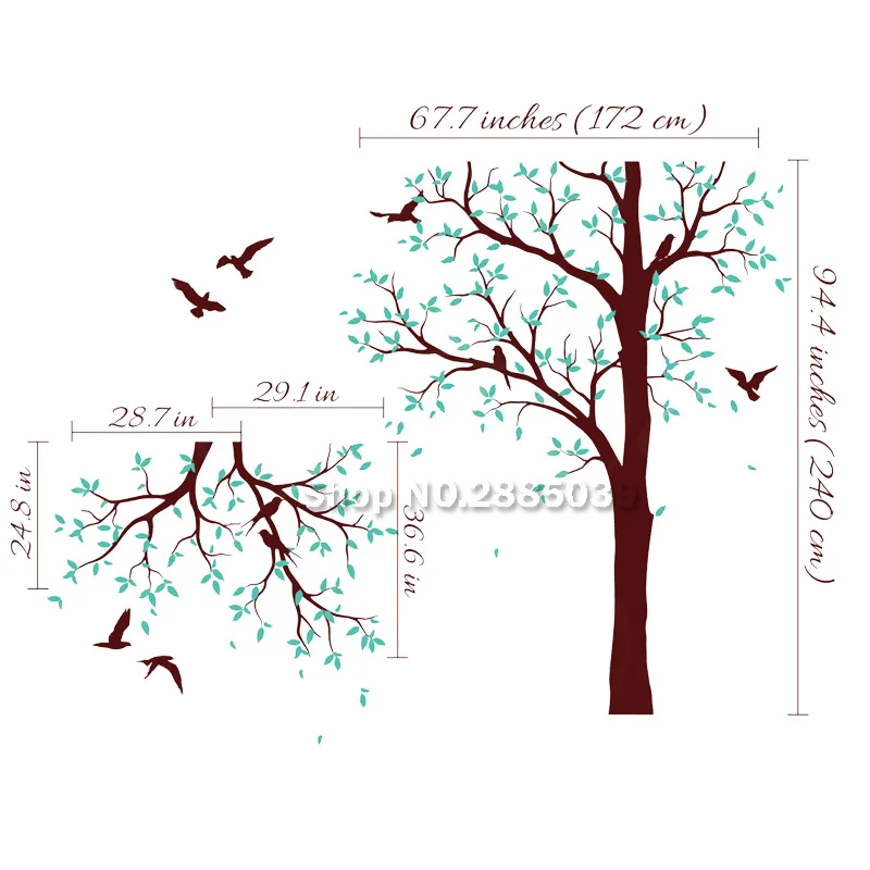 Большое дерево с стеновые наклейки для ребенка Детская комната Винил Природный росписи книги по искусству Гостиная наклейки Vinilos пареды LC586 - Цвет: color 2