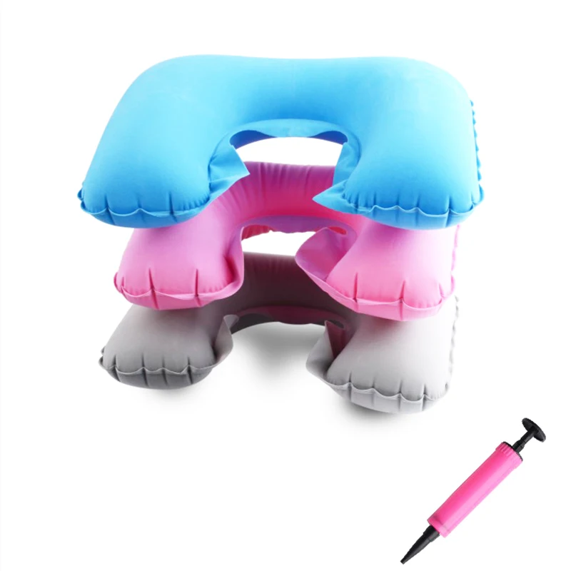 Pillows Cushion Inflatable Shaped Neck Support Nursing Cushion Air Flight Travel Pillow Popular New 1PC Car Soft Headrest QZC003