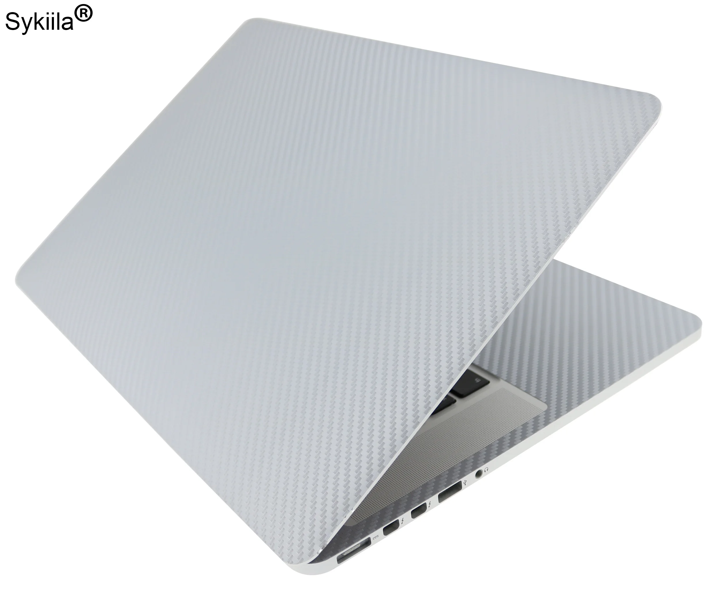 Sykiia для Macbook кожи из углеродного волокна Air 11 13 Pro 13 15 16 retina 12 крышка всего тела Защитная Наклейка Виниловая наклейка серебро - Цвет: Carbon Fiber-Silver