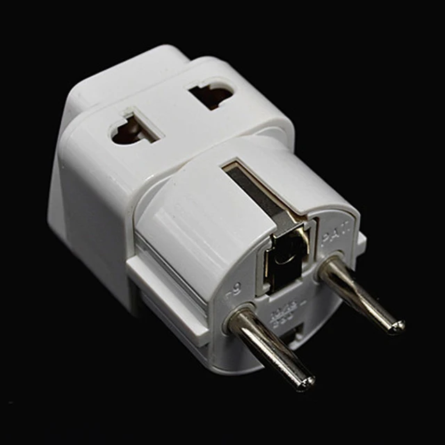 Us 1 68 1pc Black White 1to2 Germany France French Euro Converter Power Adapter European Travel Conversion Plugs 2 Round Pin Plug Gauge In - 