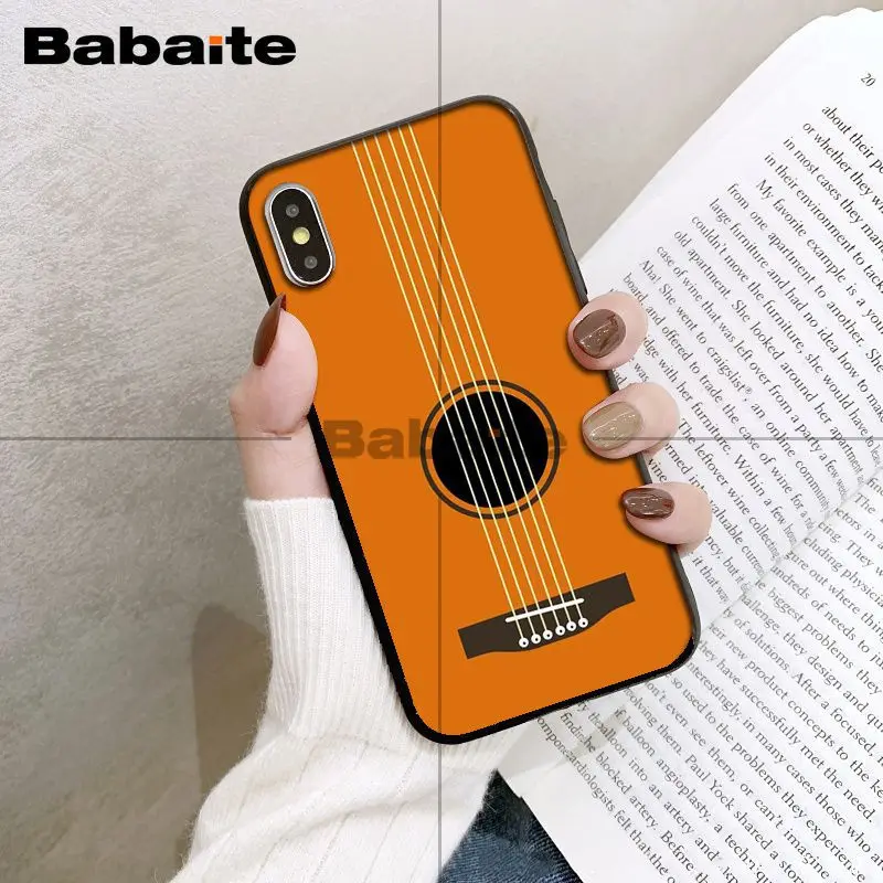 Babaita гитара Музыка черный мягкий чехол для телефона iPhone 8 7 6 6S Plus 5 5S SE XR X XS MAX Coque Shell 11 11pro 11promax