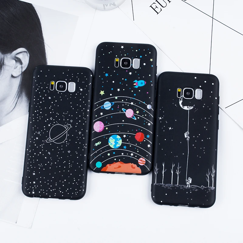

For Samsung Note 9 Case S7 Edge S8 S9 Plus Matte Patterned Luxury Black Silicone Cases For Samsung Galaxy S9 S7 A5 J5 2017 Cases