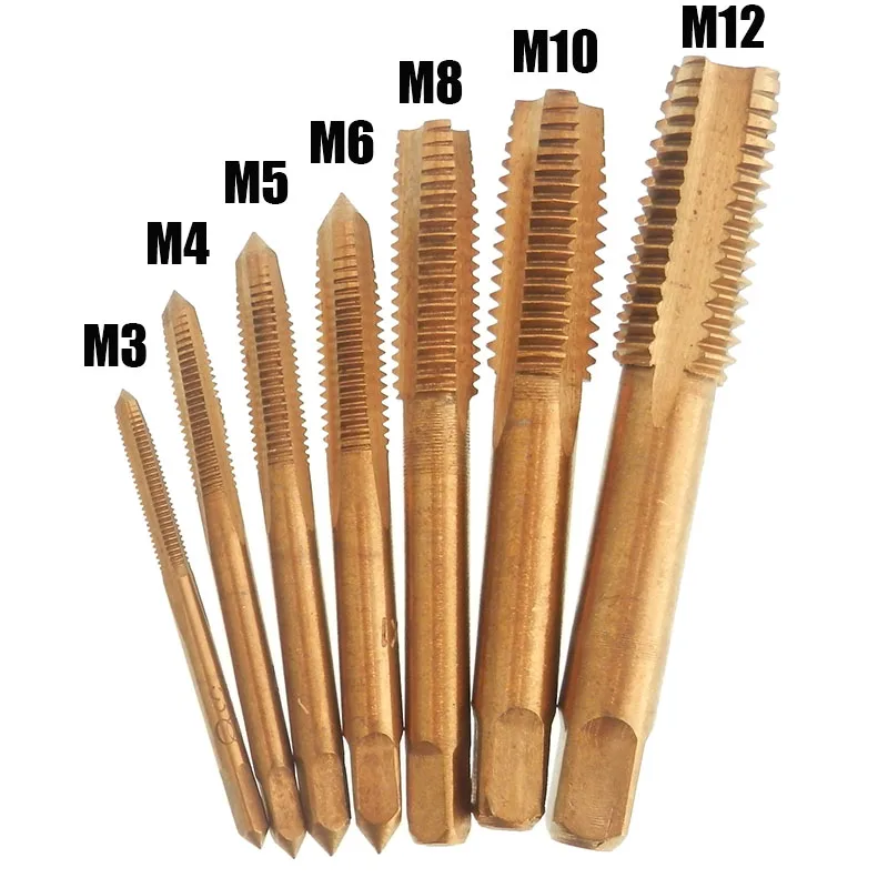 

7Pcs Screw Tap M3 M4 M5 M6 M8 M10 M12 Straight Fluted Screw Thread Metric Plug Hand Tap Drill Set Hand Tools