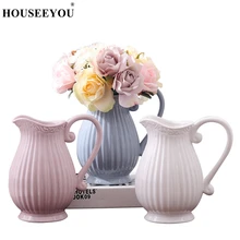Современная керамическая Свадебная декоративная ваза, современный белый керамический искусственный цветочный горшок, банка, бутылка для домашнего офиса, украшения для гостиницы, ремесло