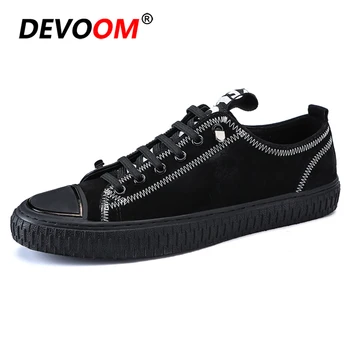 

Fashion Sewing Men Casual Shoes Men Leather Moccasins Autumn Genuine Leather Shoes Men Solid Black Sneakers Moda Hombre 2018 New