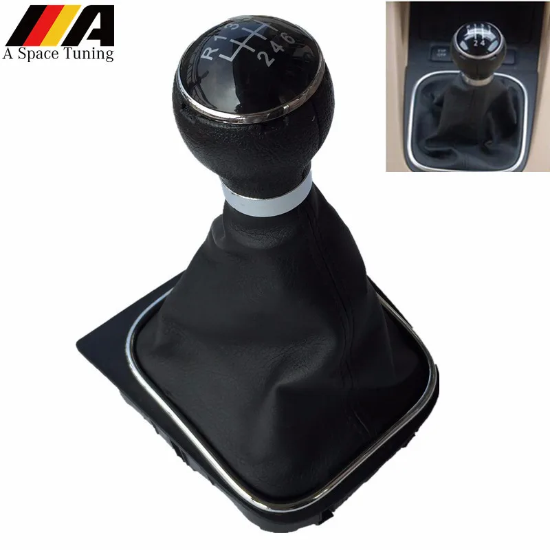 

5/6 Speed Gear Shift Knob Lever Stick Pen With Leather Boot Collar Case For Volkswagen VW Golf 5 V MK5 MK6 Jetta R32 2004-2014