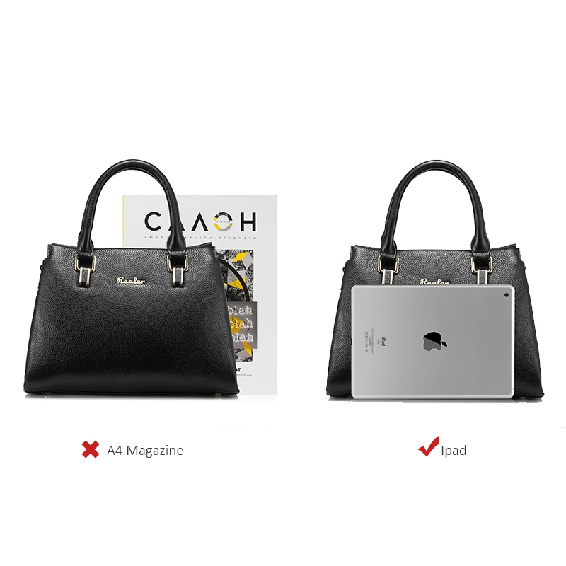 Realer бренд женщин сумки кожа Сумка Мода молнии сумка большая емкость сумки черный/коричневый