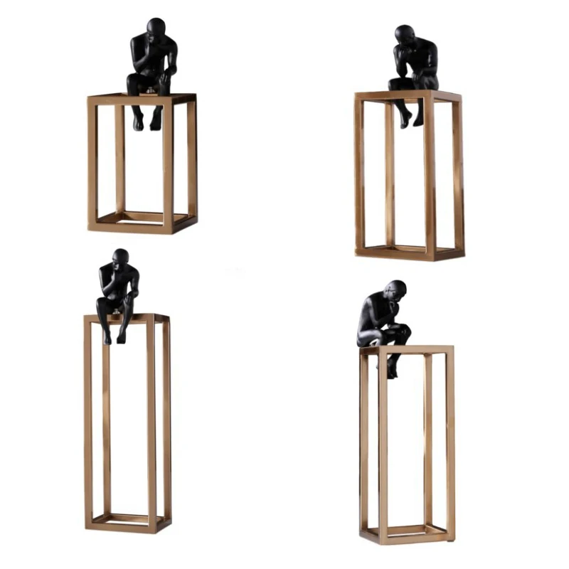 

Creative Thinker Statues Retro Abstract Characters Figurine Thinker Iron Frame Miniature Sculpture Home Desktop Craft Gift