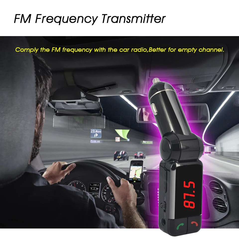 Kebidu Bluetooth гарнитура для авто mp3 плеер fm-передатчик громкой связи BC06 со светодиодной Дисплей Dual USB Зарядное устройство