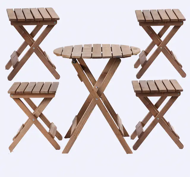 Online Shop 5 Pieces Outdoor Wood Patio Furniture Rustic Finish 5