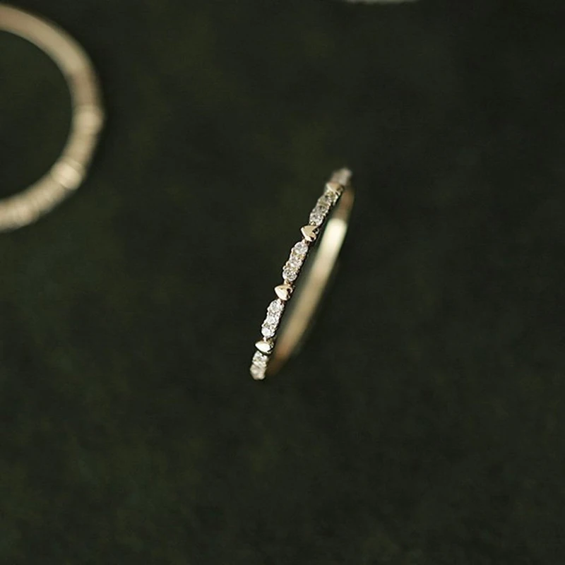 Tisonliz Dainty простое сердце кристалл тонкие кольца для невесты, для свадьбы, помолвки палец кольца для женщин Золотой Шарм ювелирные изделия Anillos Muje