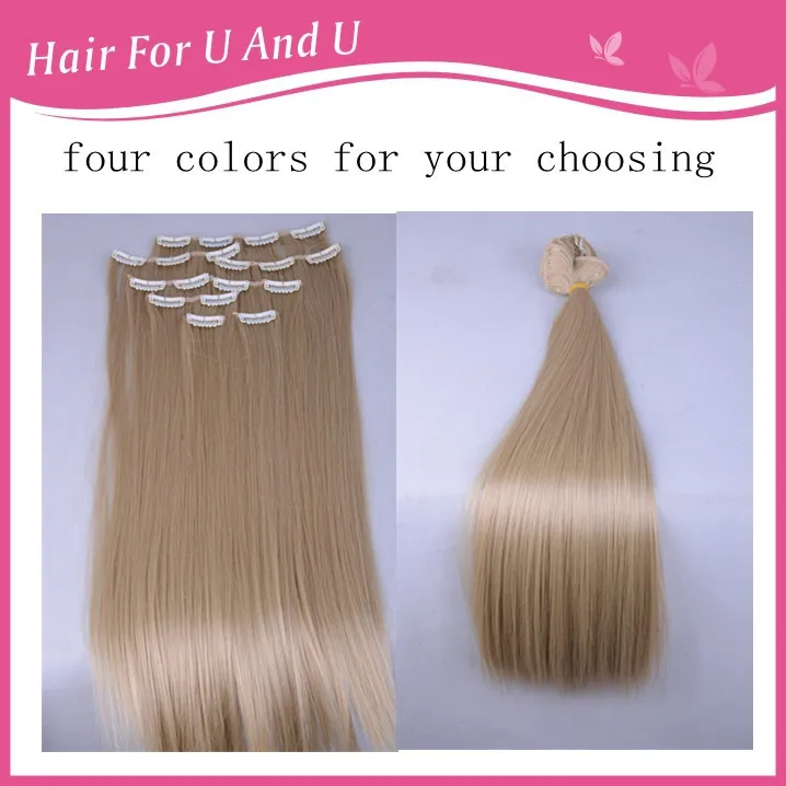 50cm 8pcs high tempreature easy clip in synthetic hair extensions full
