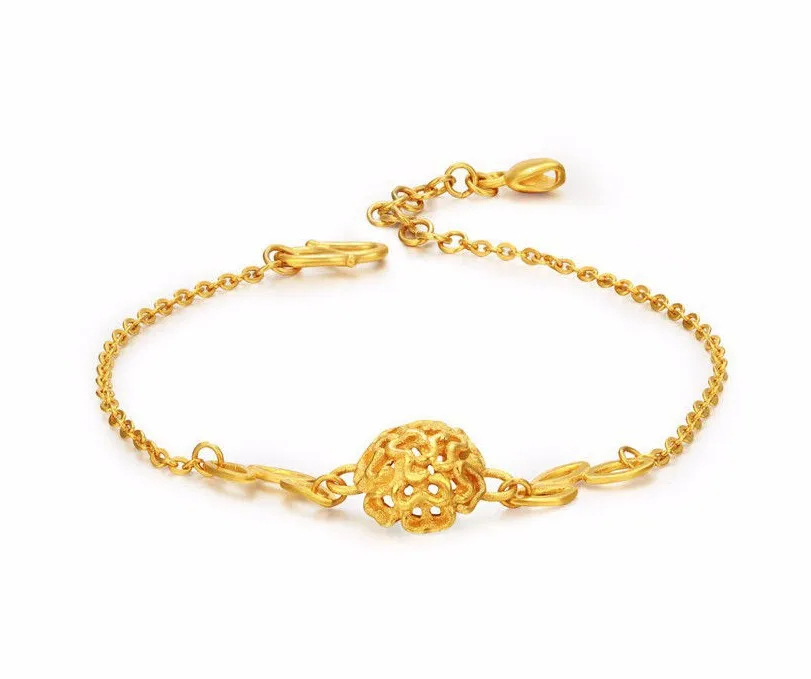 

2015 Summer New Pure 24K Yellow Gold Bracelet Hollow Ball Bracelet