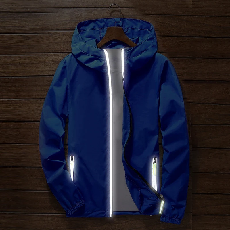 Oversize Men Windproof Cycling Jackets Male Male's Zip Thin Coat 2018 Autumn Sport Outdoor Hooded Waterproof Jackets Sportwear