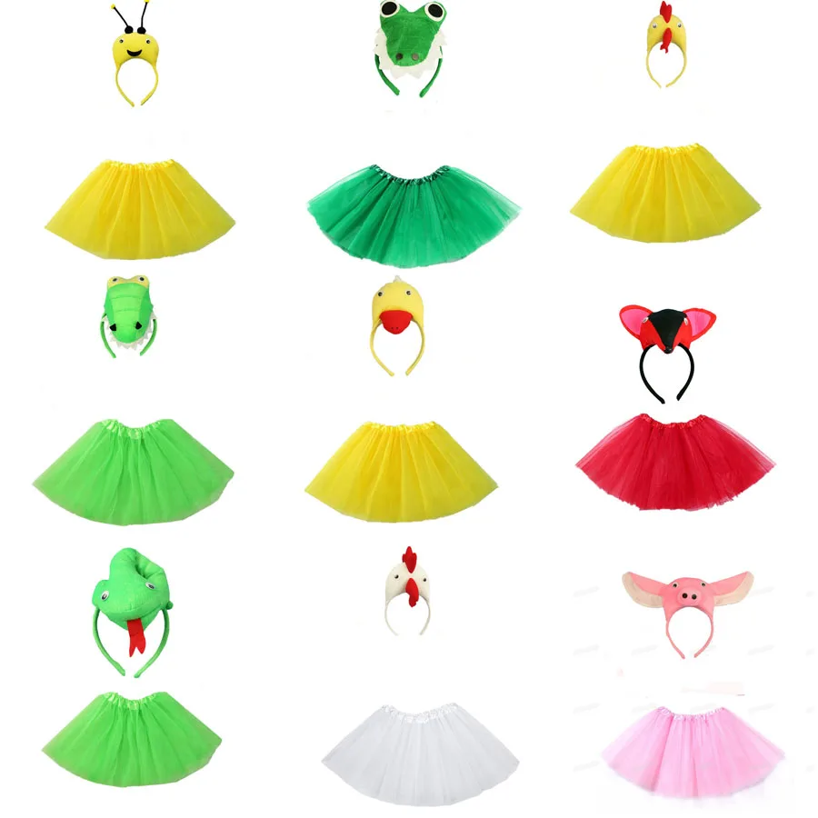Animals Cosplay Costume Headband Tutu Skirt Set Accessories Kids Children Girl Party Dress Up Props Halloween Christmas | Тематическая