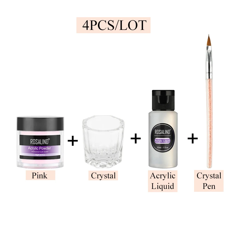 RPC-4PCS-02 ROSALIND акриловый порошок поли гель для ногтей лак для ногтей украшения для ногтей кристалл маникюрный набор профессиональные аксессуары для ногтей - Цвет: RPC-4PCS-02