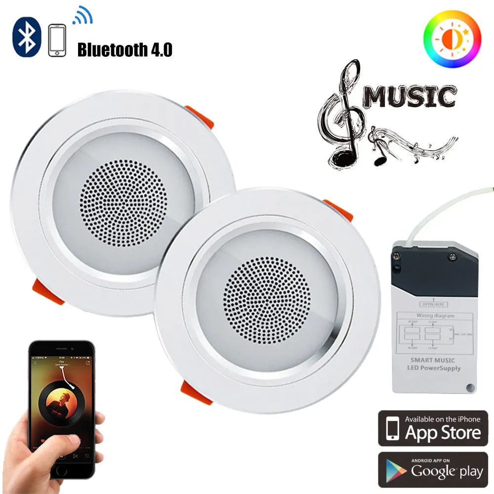 2 шт. светодиодный изменяющий цвет Bluetooth потолочный светильник лампа 4 0 Музыка