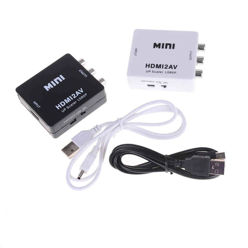 

HDMI TO AV Scaler Adapter HDMI2AV HD Video Converter Box HDMI to RCA AV/CVSB L/R Video 1080P Support NTSC PAL